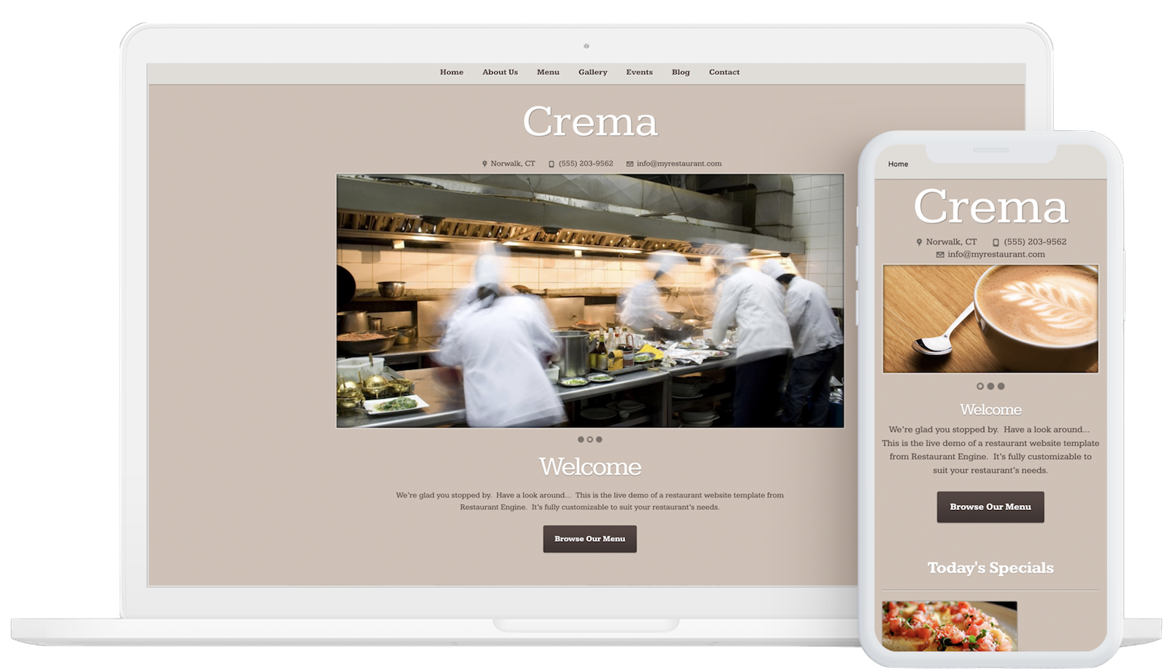 crema Restaurant Web Design Template