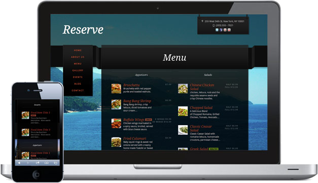 reserve Restaurant Web Design Template