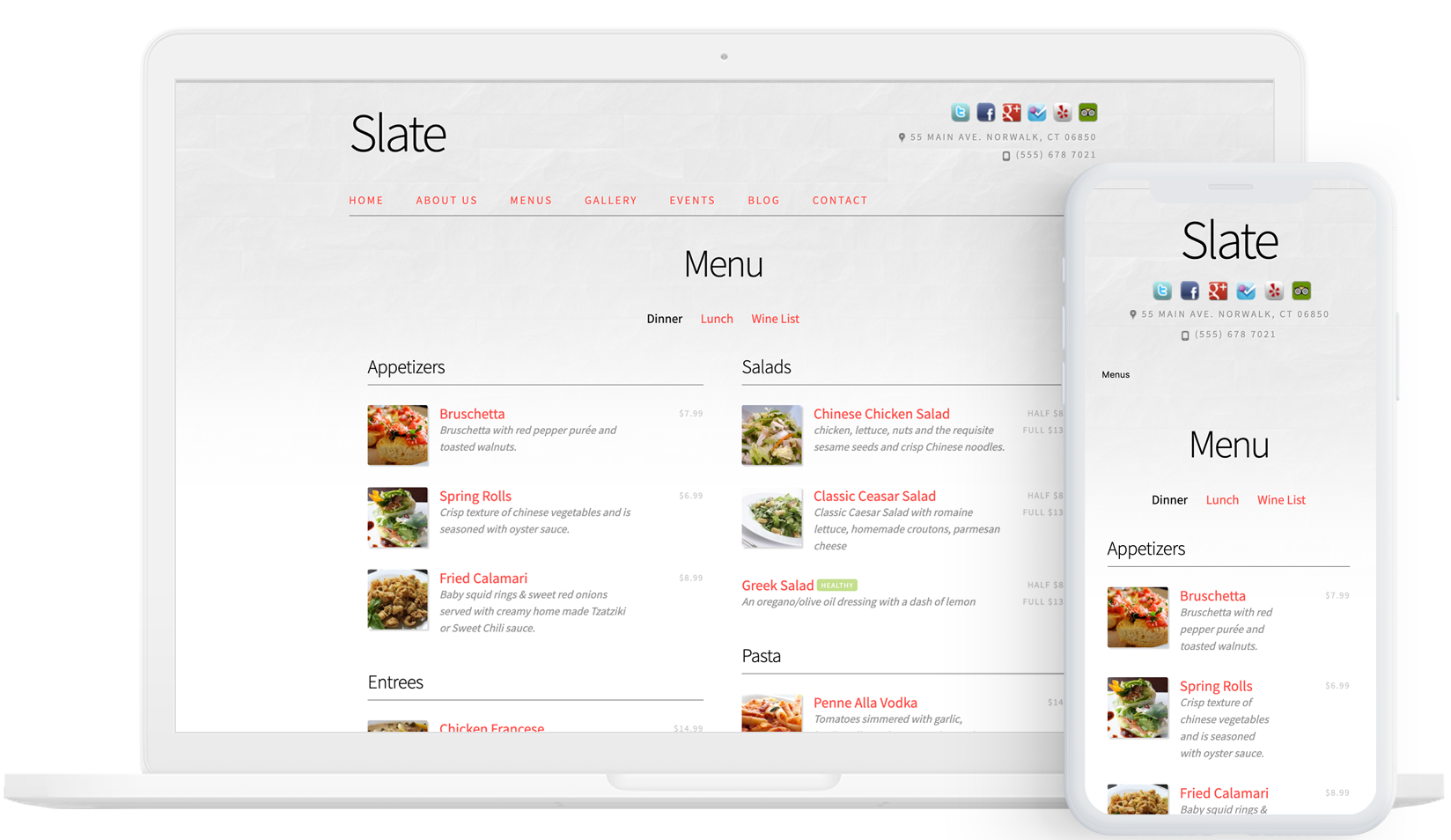 slate Restaurant Web Design Template