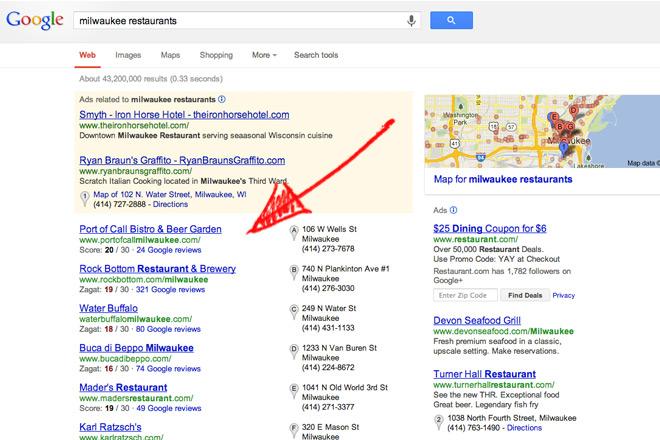 Google Plus listing in search results