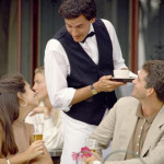 Happy restaurant server - good customer service