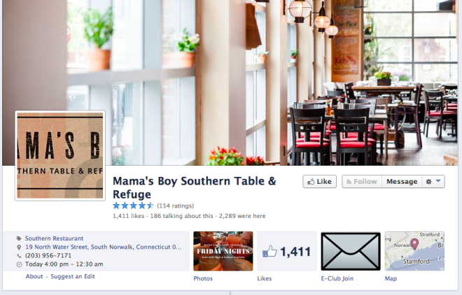 Mamas Boy Restaurant Facebook Page