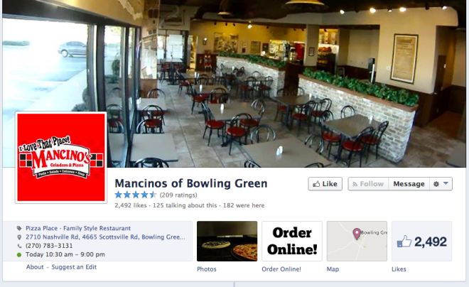 Mancino's Restaurant Facebook Page